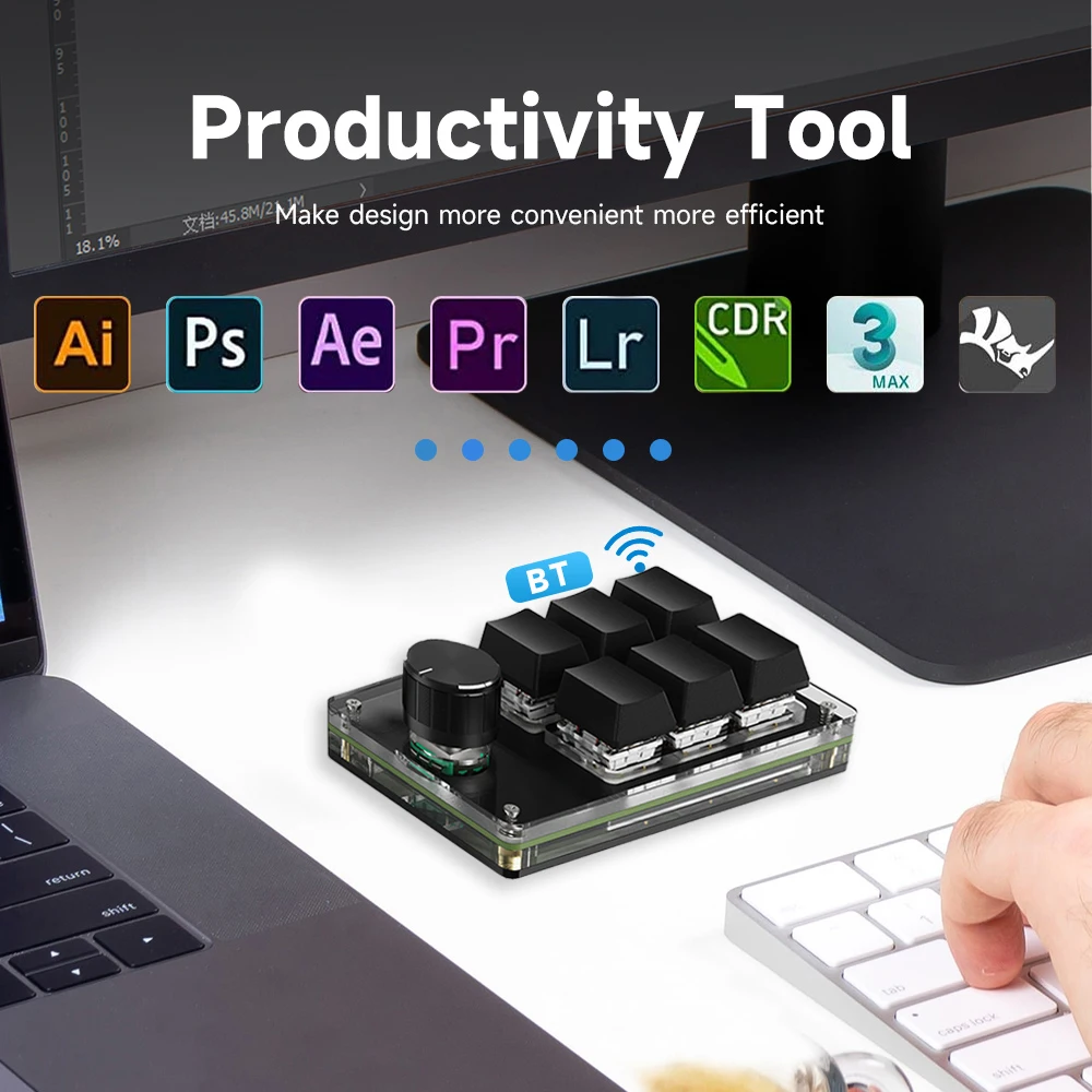 USB ماكرو مخصص لوحة مفاتيح صغيرة 6 مفاتيح 1 مقبض البرمجة لتقوم بها بنفسك لوحة المفاتيح الميكانيكية الألعاب رسم التبديل المحمولة لوحة المفاتيح قابلة للتبديل السريع