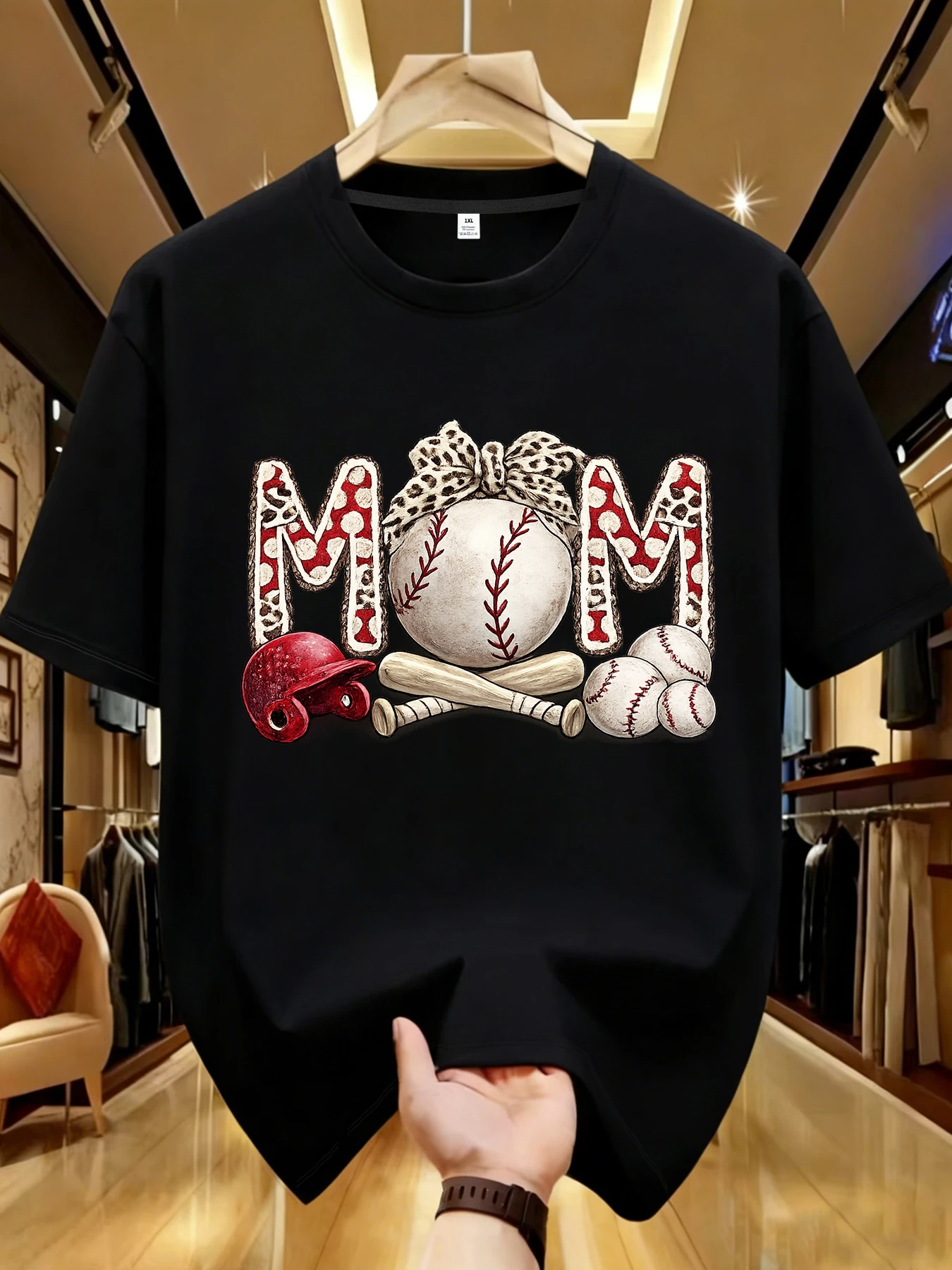 

【WDS01405】Baseball printing plus size women's round neck T-shirt summer casual street fashion women's Joker short sleeve T-shirt