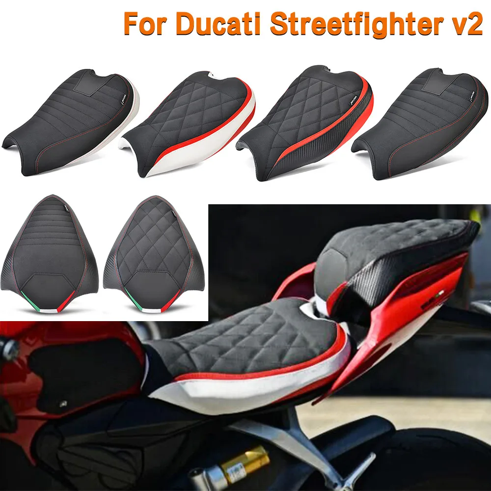 Motorcycle Front Driver Seat Rear Passenger Seat Cushion Pillion Pad For Ducati Streetfighter V2 2022-2023