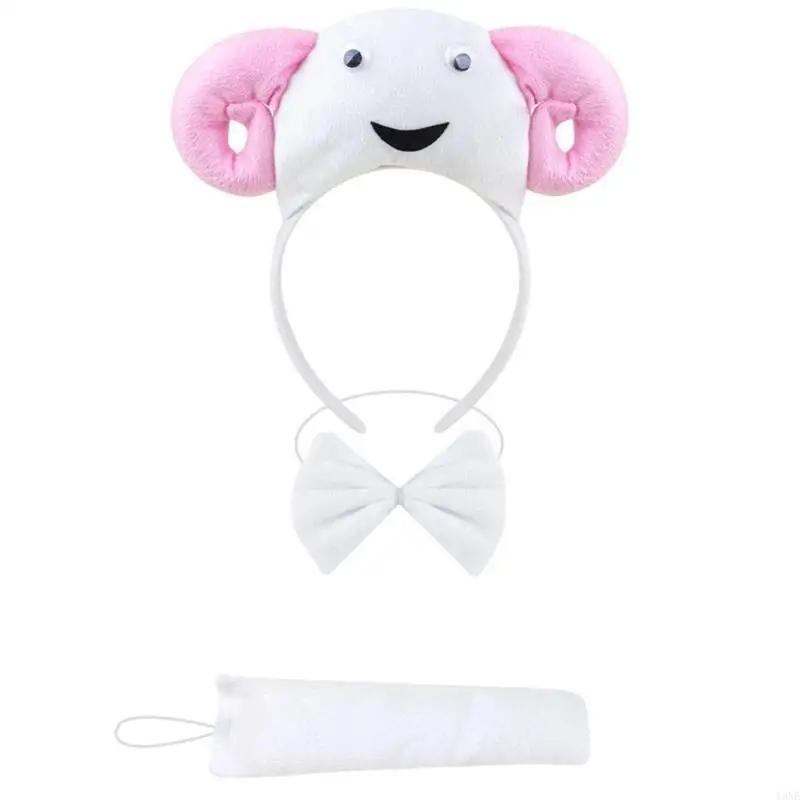 Y3NE Chuột/Lợn/Bò/Khỉ/Cừu/Tygers Đầu Đuôi Bowtie Đuôi Halloween Động Vật Trang Phục Hóa Trang phụ Kiện Dành Cho Trẻ