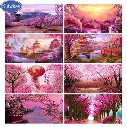 Lunga pittura diamante grande nuova collezione fiori di ciliegio casa Sakura diamante pieno mosaico ricamo paesaggio decorazioni per la casa