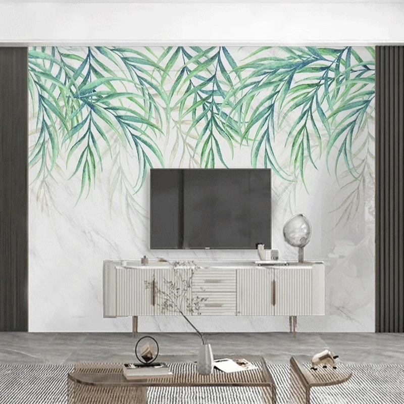 

Custom 3D Mural Wallpaper Nordic Hand-painted Tropical Plant Leaves Fresco Background Wall Decorat Home Decor 3D Papel De Parede