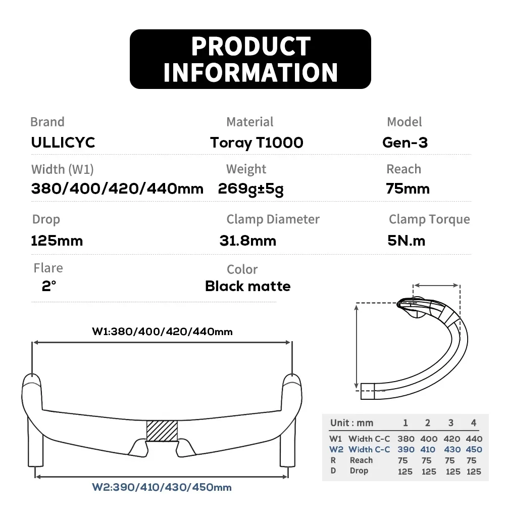 2024 Style Roval Rapide T1000 Carbon Fiber Road Handlebar 31.8MM 380/400/420/440MM DI2 EPS Flare 2 Degree Cockpit Bicycle Parts