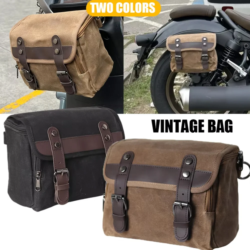 

Универсальная сумка для мотоцикла, ретро-сумка на бок, водонепроницаемая сумка из вощеного холста, сумка через плечо, сумка для инструментов для мотоцикла, сумка для езды, сумка-рюкзак
