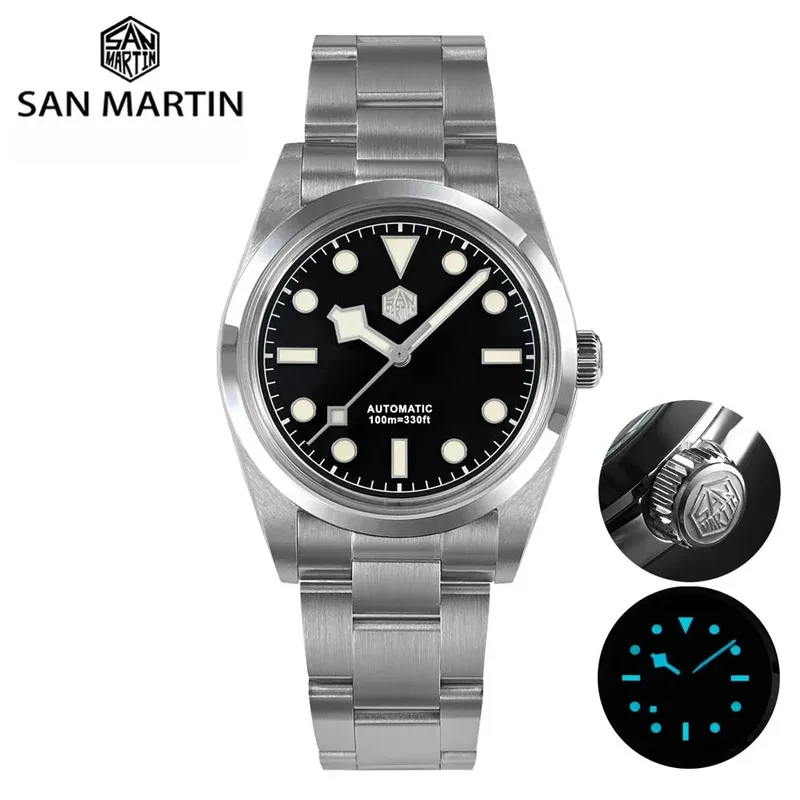 San Martin SN0021GB Men Luxury Watch 36mm BB36 Snowflake Hands Explore Series Sports Watches PT5000 Automatic Mechanical 10Bar