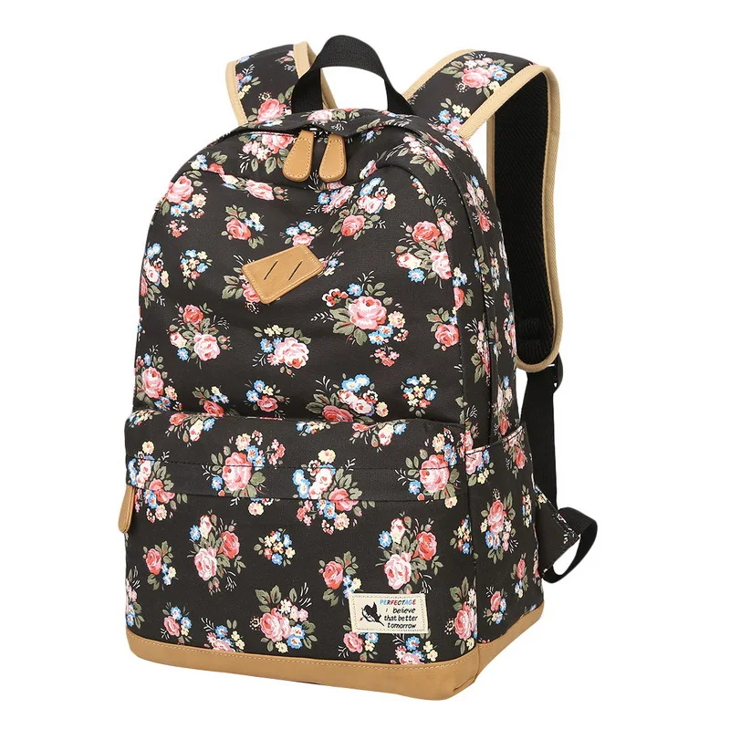 Canvas Backpack Small Floral Daisy Bag Computer Travel