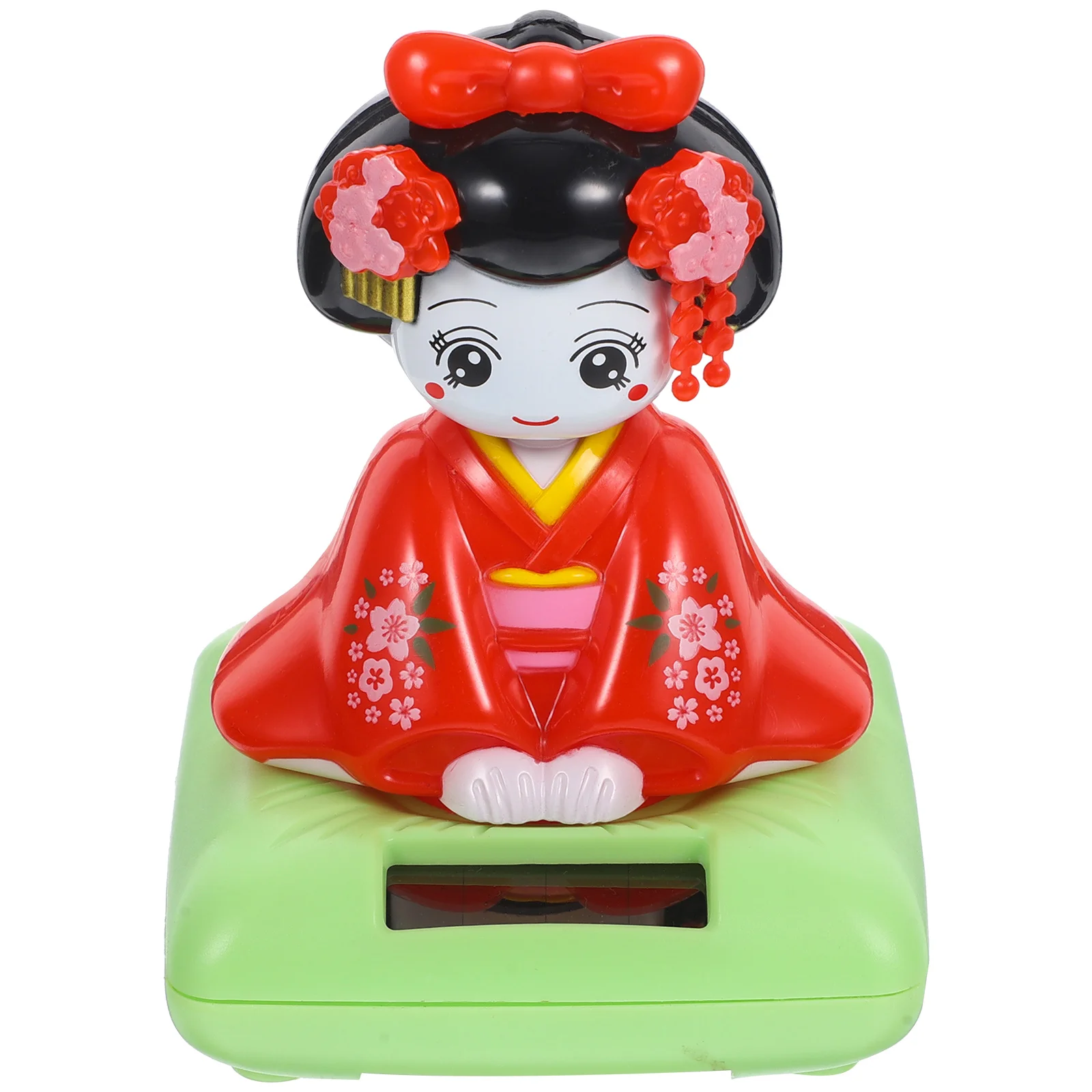 Decoraciones de Bobblehead de chica bailando, accesorios de figuras de kimono pequeñas y bonitas, figuritas vibratorias de plástico solares