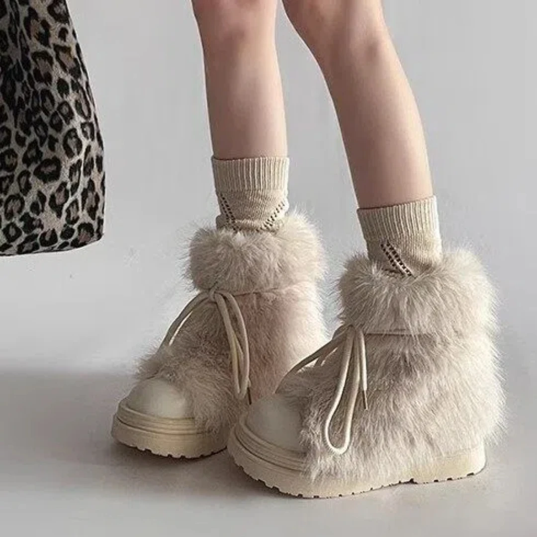 

2025 Women's Winter High Top Snow Boots Plush Lined Anti-Slip Lace Up Design Casual Ankle Boots