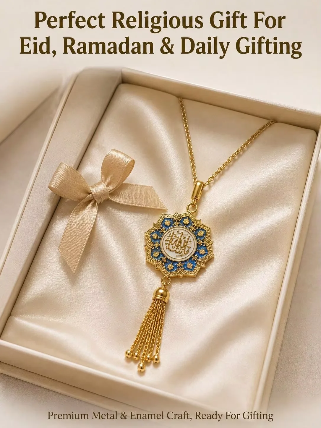 Islamic Octagonal Star Car Pendant Muslim Blessing Enamel Metal Tassel Rearview Mirror Decor Gold Silver Bicolor Religious Gift
