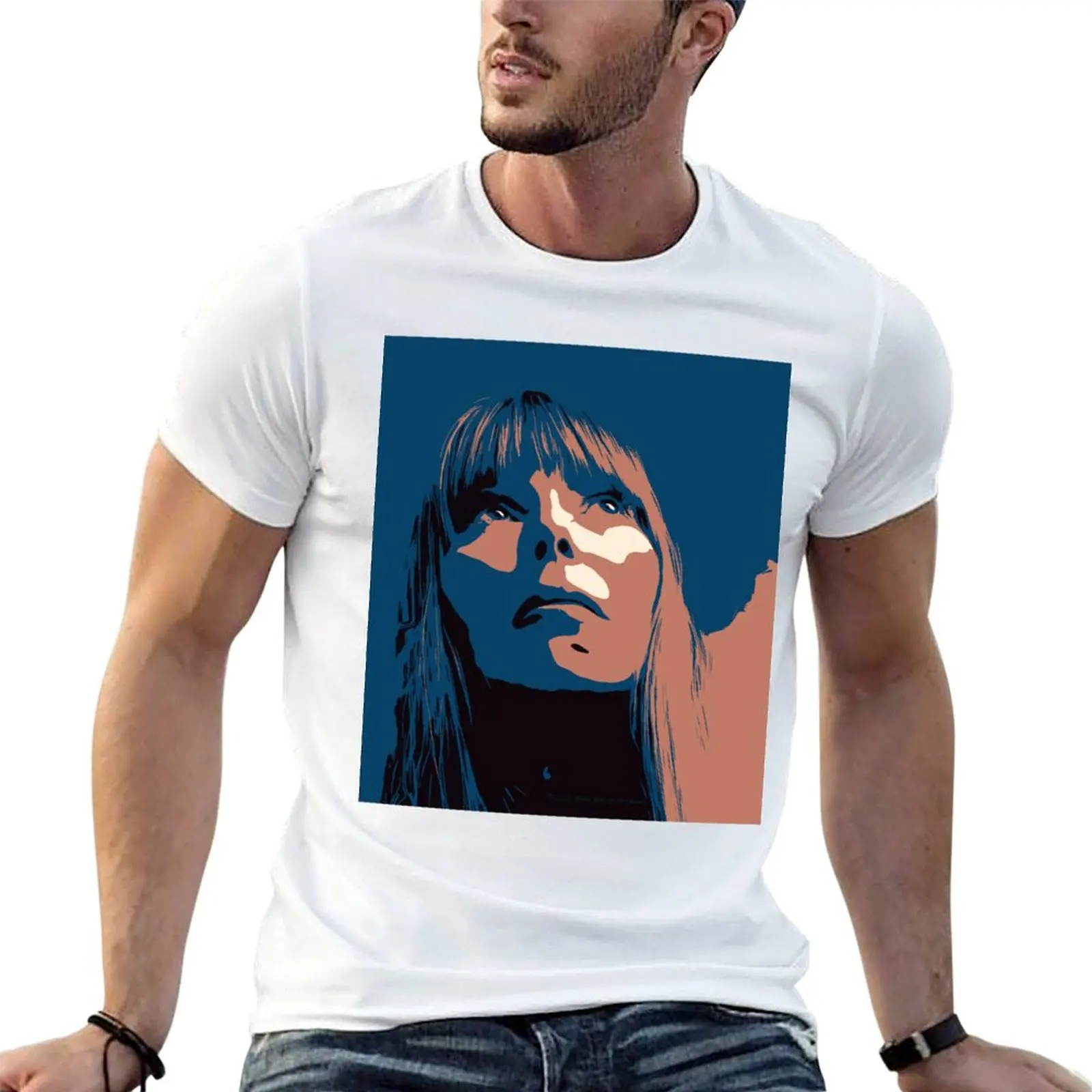 Joni Mitchell Portrait T-Shirt Big Size Crew Neck T-Shirt