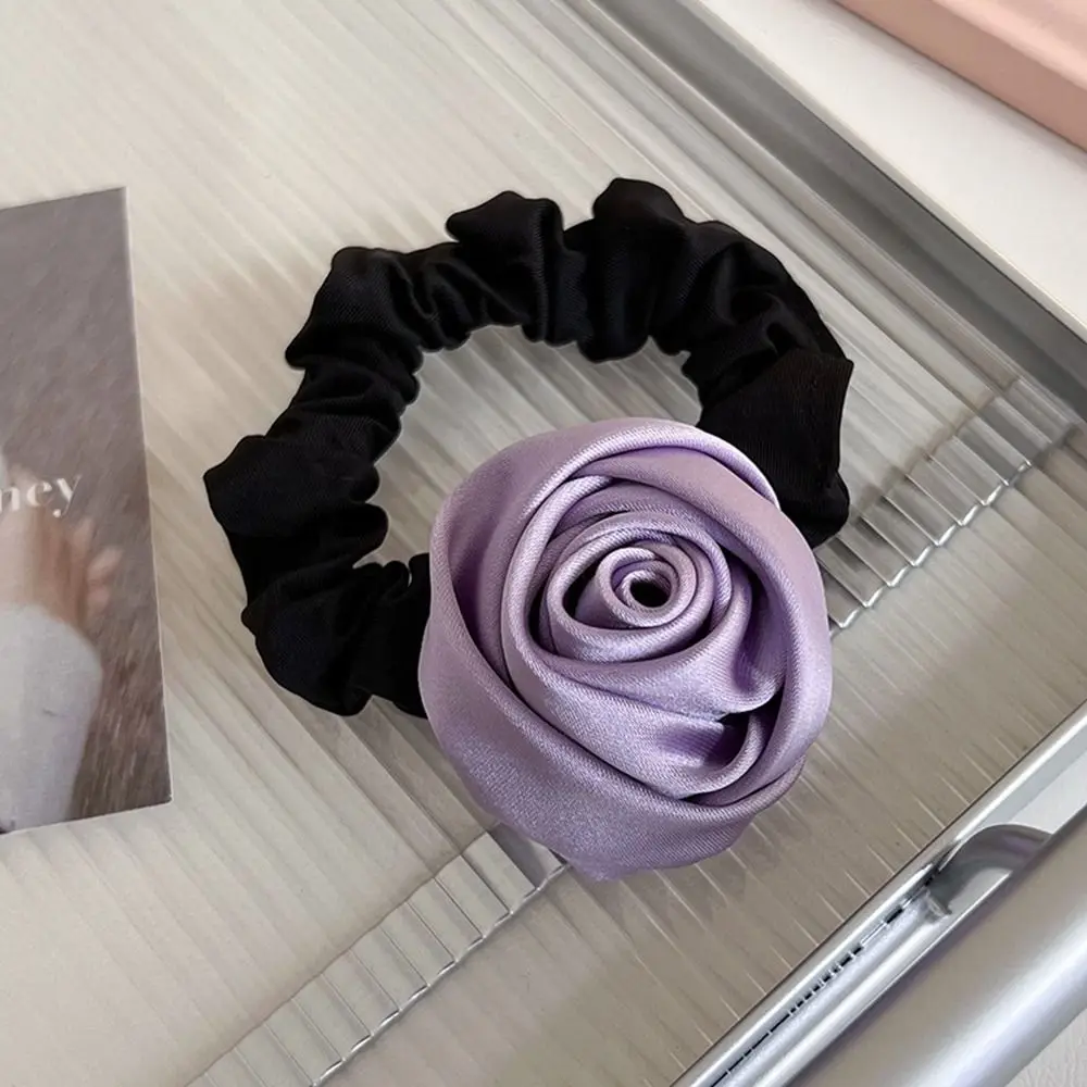 

Flower Rose Hair Rope Korean Style Scrunchies Silk Satin Hair Rope Women Hair Accessories Headdress Elastic Hair Band Girl