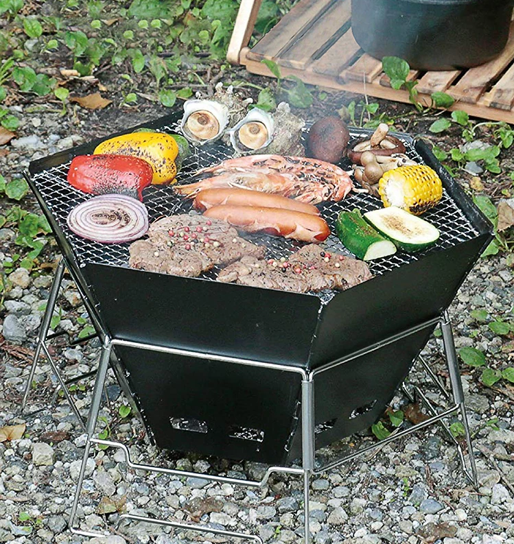 

Portable barbecue grill outdoor household charcoal grill Japanese style folding camping incinerator stove heating wood stove