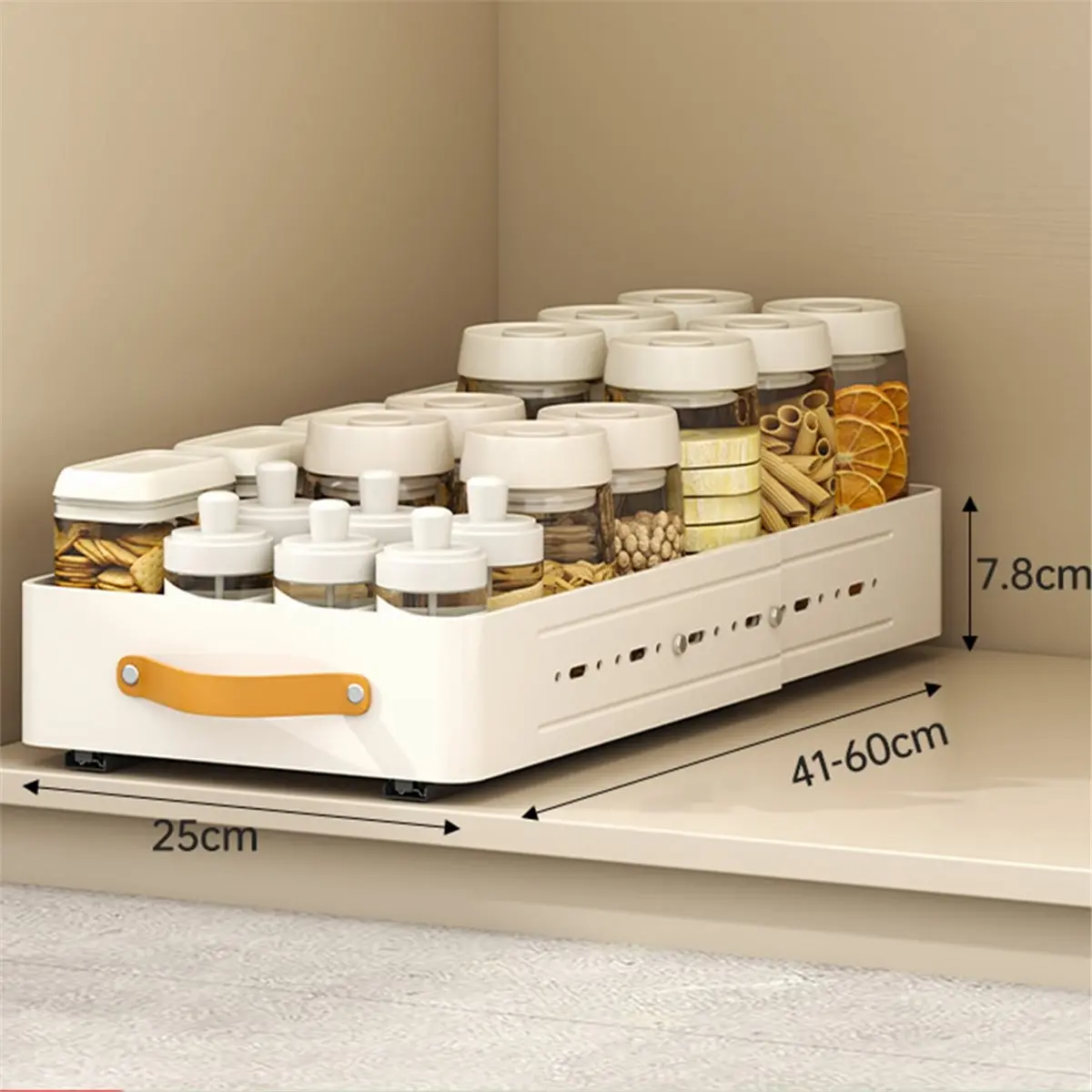 Kitchen Cabinet Pull-Out Storage Rack, Spice Organizer, Under Sink Basket, Carbon Steel