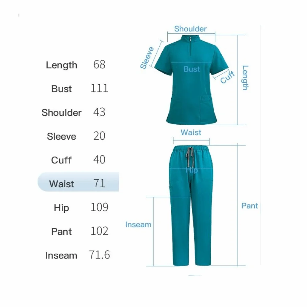 Quick-Drying Unisex Scrub Suit T-Shirt Classic Clinical Uniform Soft with Pockets Nurse Doctor Work Clothes Healthcare