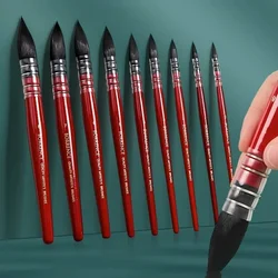 Wood Handle Watercolor Paint Brushes Professional Water Color Oil Acrylic Brush Pen Squirrel Hair Tip Painting Writing Supplies