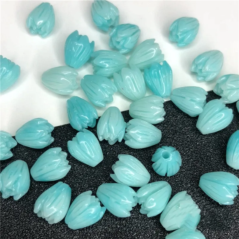 10pcs/lot 6x9MM Resin Tulip Beads Flower Bud Shape Loose Spacer Beads for Jewelry Making DIY Bracelet Necklace Accessories