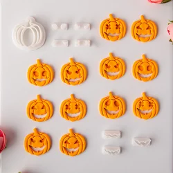 8 pz/set Funny Make Face Halloween testa di zucca stampi in argilla polimerica espressione zucca per orecchini gioielli ciondolo taglio Die