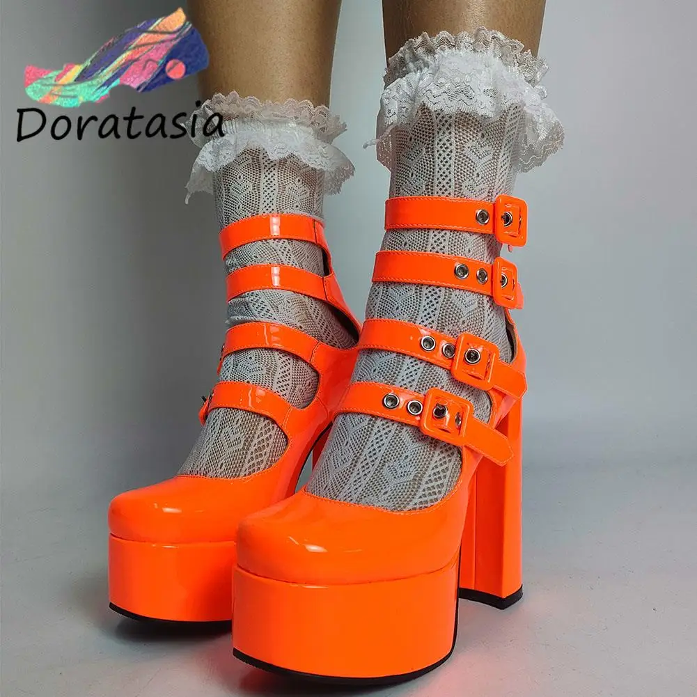 DORATASIA INS Hot New Female Elegant Buckle High Heels Platform Pumps For Women Spring 2022 Trendy Fashion Punk Gothic Shoes