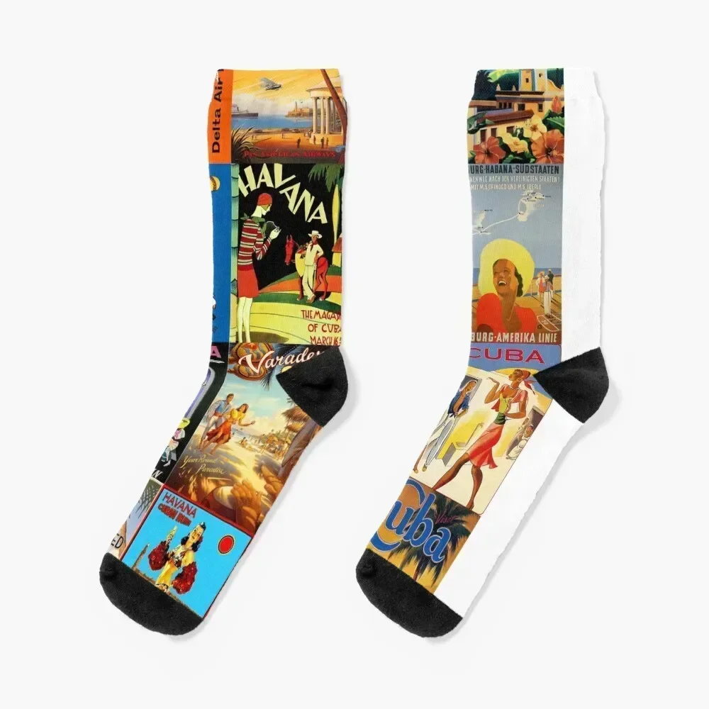 

Vintage Cuba Posters Socks halloween fashionable New year's Socks For Girls Men's