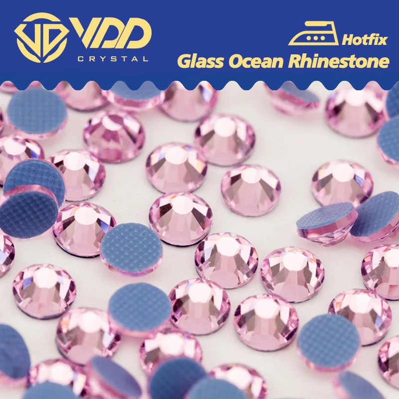 VDD 040 Light Rose High Quality Hot-Fix Glass Rhinestone Crystal Flatback Glitter Stones DIY Garment Decoration Wedding Dress