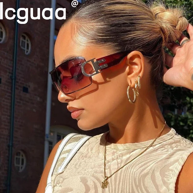 Gafas de sol cuadradas de gran tamaño para mujer, lentes de sol de estilo Retro con letras en T, gafas de sol Steampunk