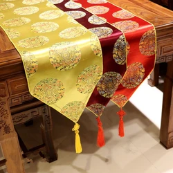 Jacquard Chinese knot Silk Brocade Table Runners Wedding Party Tea Tablecloths Rectangle Coffee Pads Protective Mats