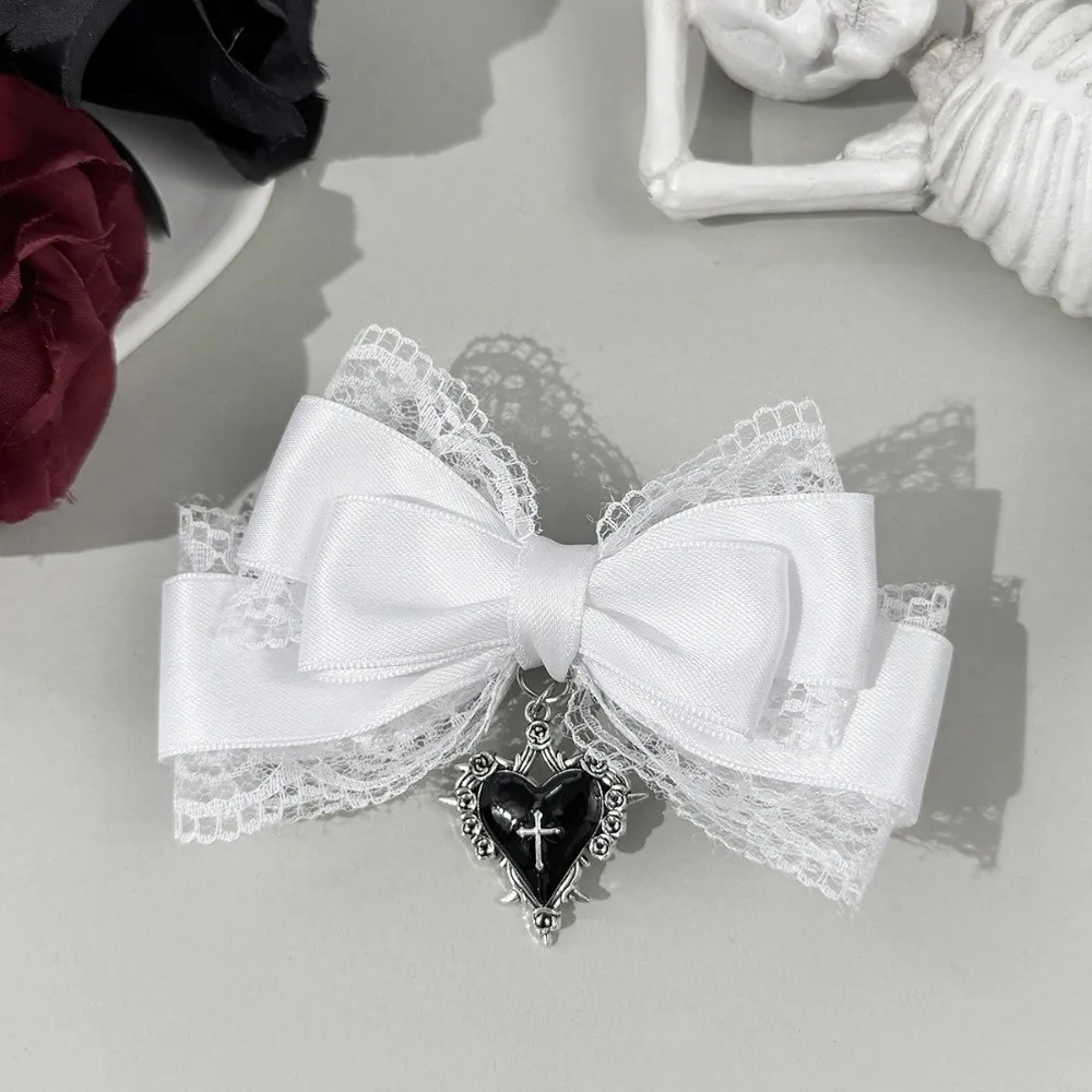 Lovely Y2K Bow Hair Clip Ribbon Gothic Hair Barrettes Hairpin Headdress Cute Duckbill Clip Women