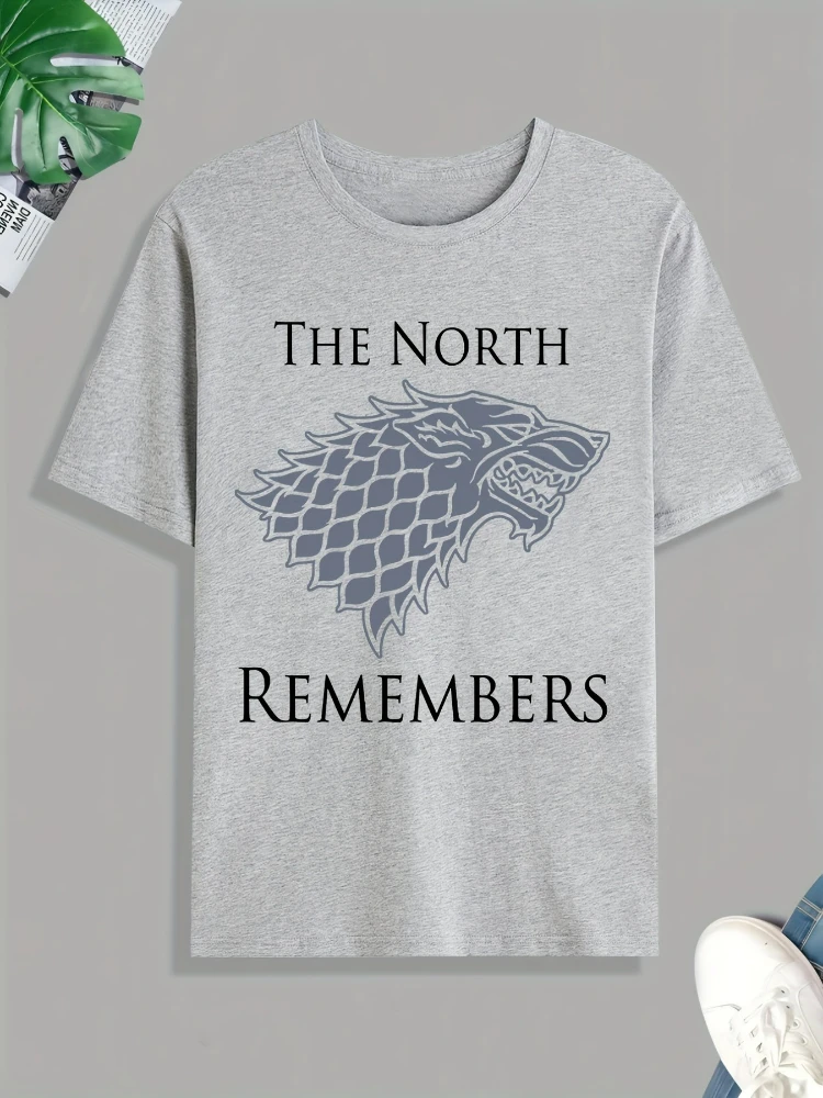 'Remember The North'  pattern design -100% cotton summer short sleeve casual O-neck printed men's T-shirt.