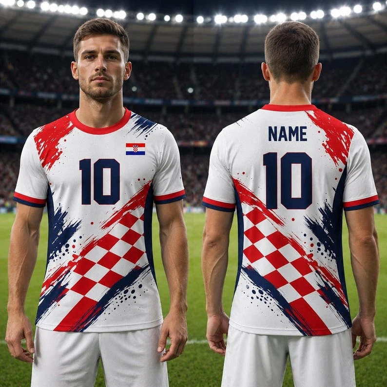2026 Croatia fan jersey football uniform boys' girls' and adults' quick-drying and breathable sportswear fan birthday gift - view 2