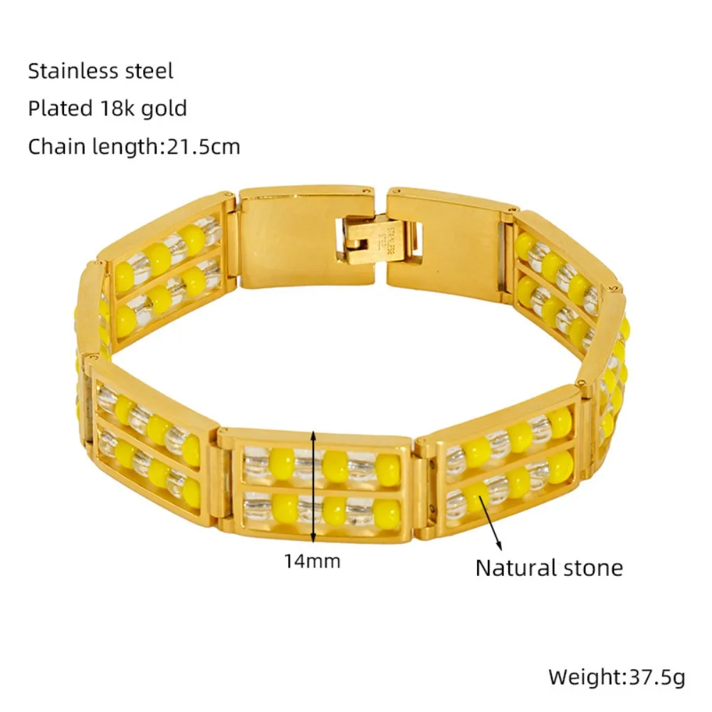 Stainless Steel Babalawo Orula Protection Bracelet Double Row Creative Natural Stone Beaded Bracelet Luxury