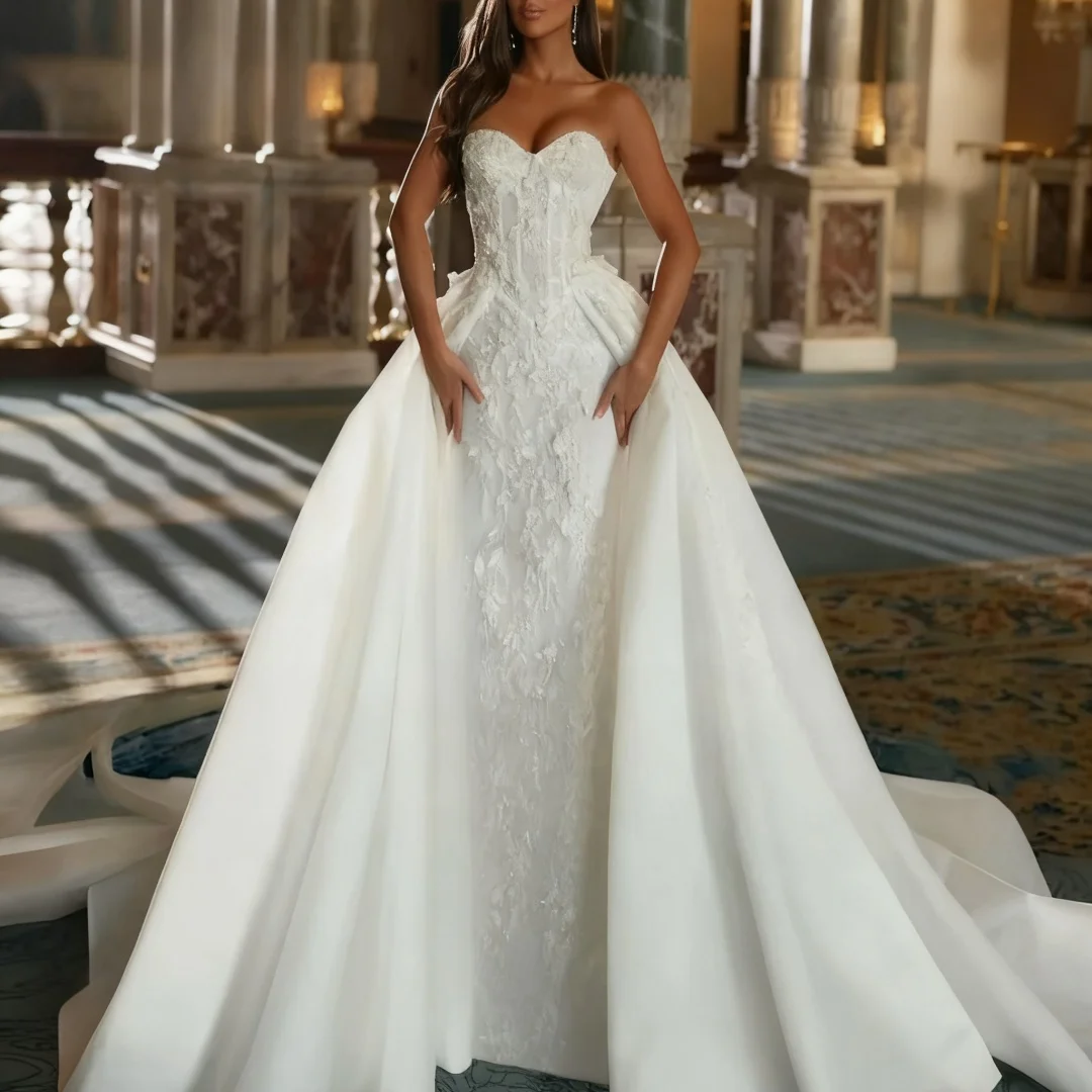 

Изысканное кружевное бальное платье без бретелек с бисером по индивидуальному заказу, свадебное платье, вечерние платья для выпускного вечера невесты