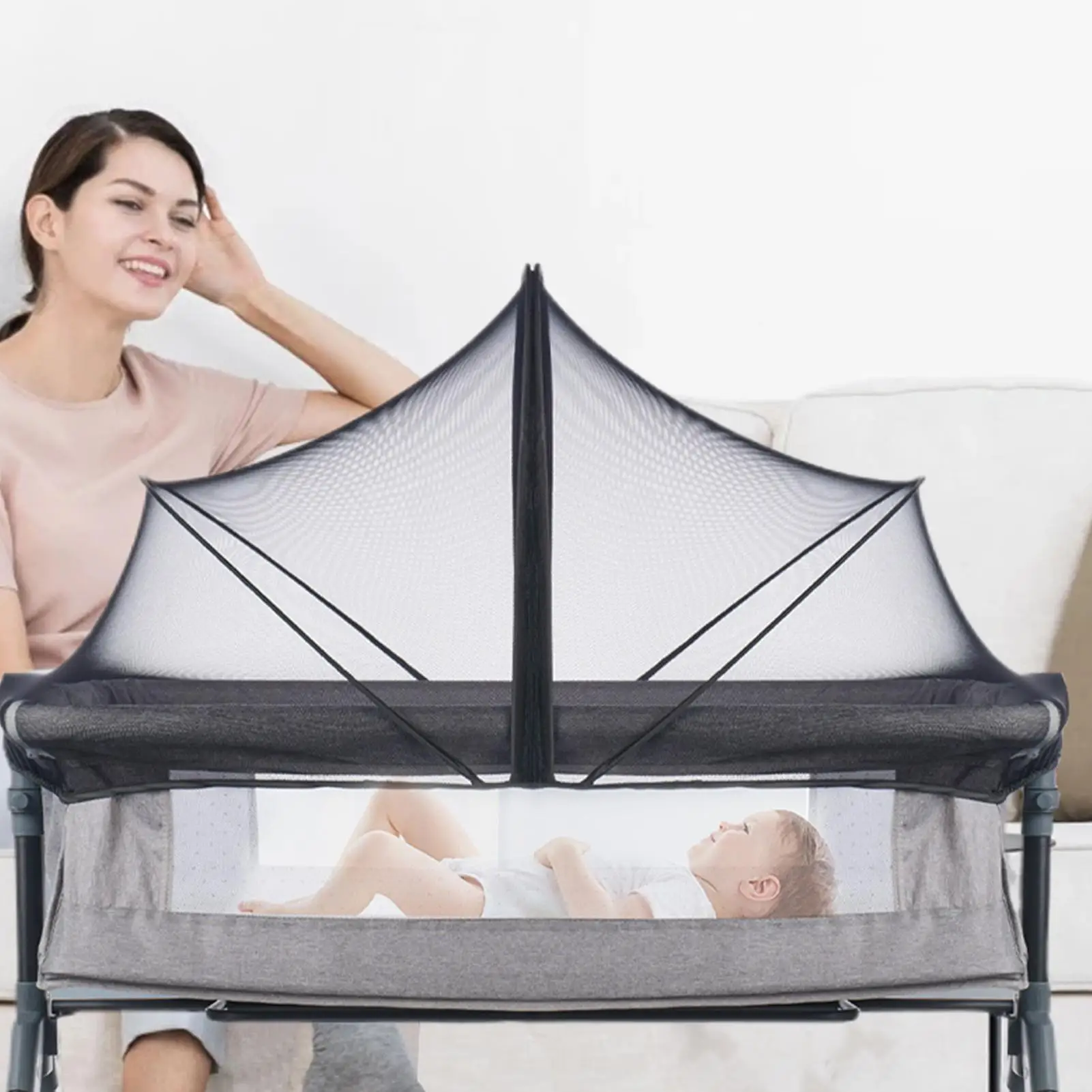 

Baby Crib Mosquito Net, Zipper Bassinet Cover, Foldable Mos-quito Net Cover For Bed, Universal Children's Bed Mosquito Net