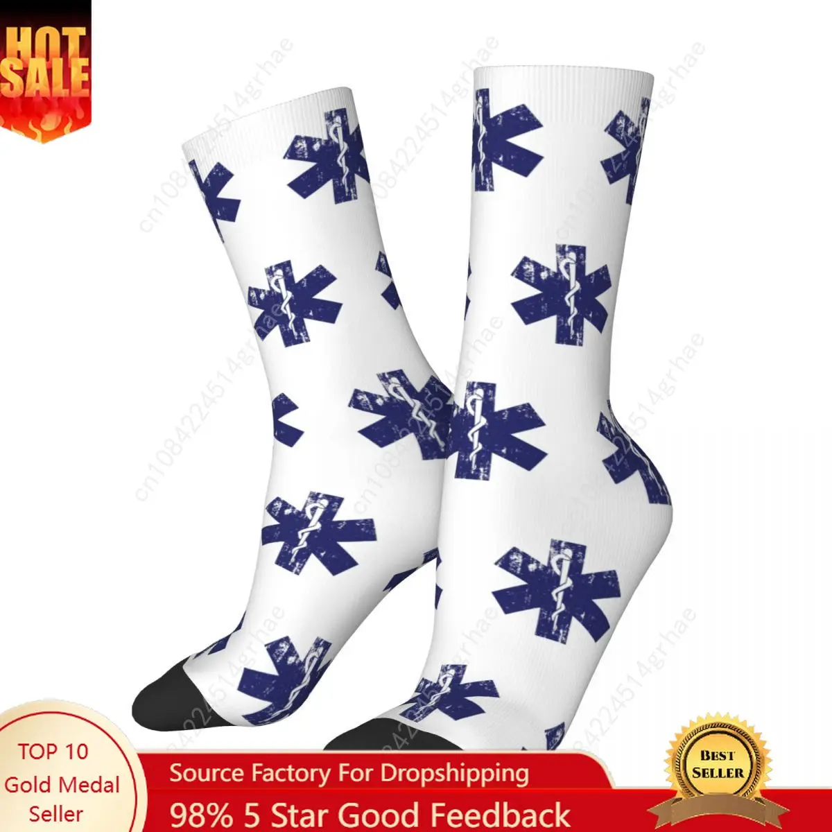 

Autumn Winter Casual Women Men Star Of Life EMT Socks Paramedic Medic Ambulance Sweat Absorbing Football Socks