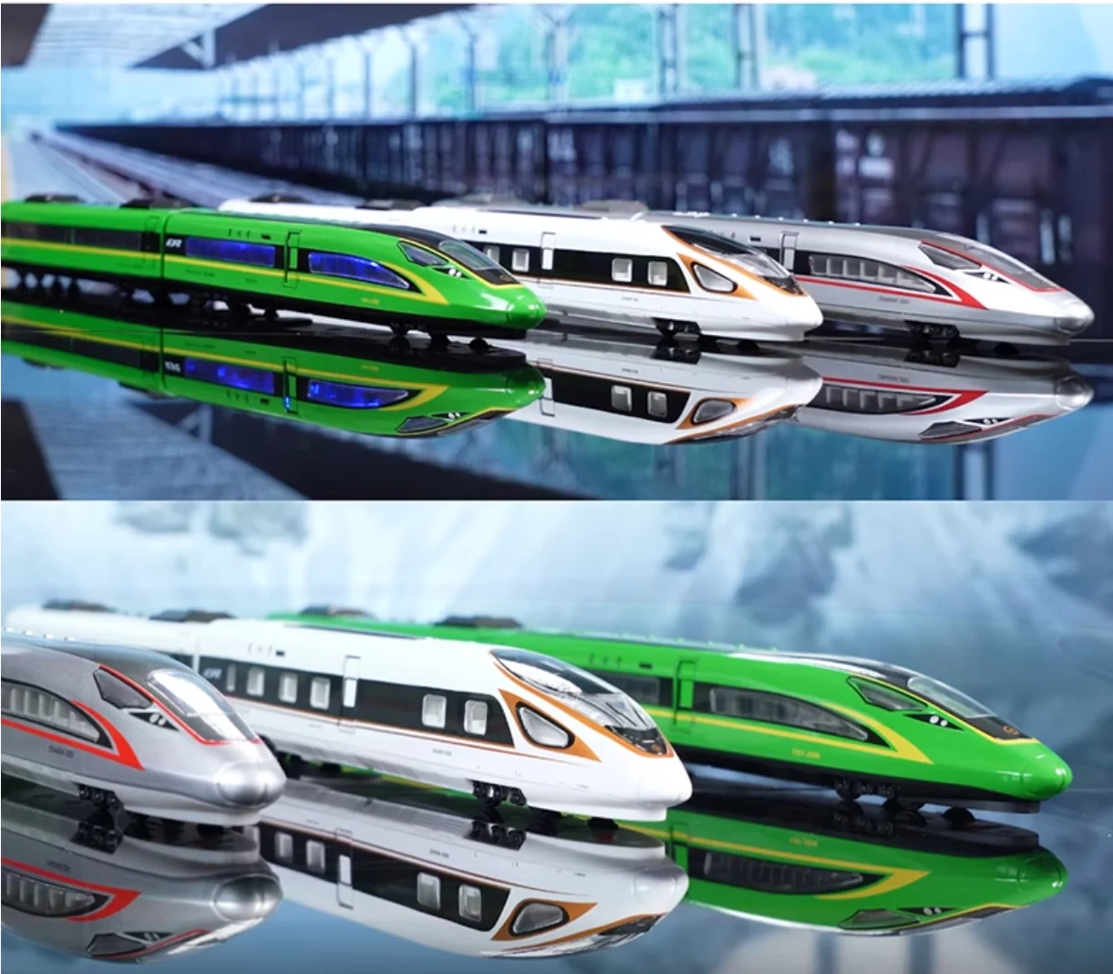 Hochwertiges Hochgeschwindigkeits-Schienen modell aus 1: 87-Legierung mit zwei Abschnitten, simuliertes Licht-und Tonzug spielzeug, exquisite Geschenke, Großhandel b111