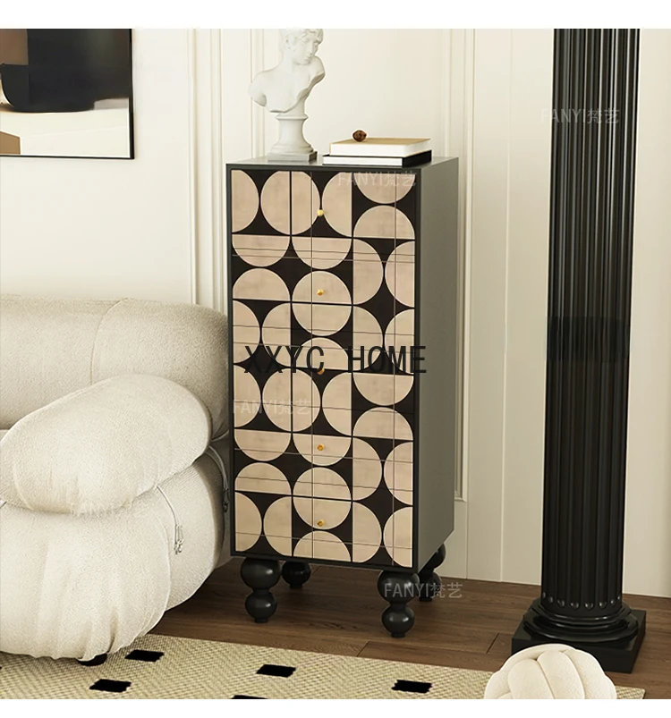 

French Chest of Drawers Living Room Entrance Curio Cabinet Bedroom Tailstock Storage Household Solid Wood Chest of Drawer