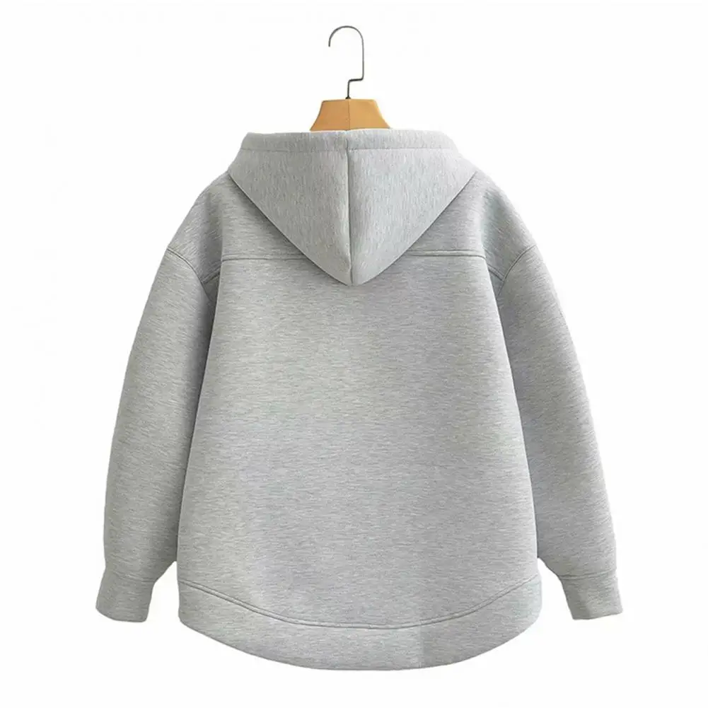 

Zip-up Hoodie Stylish Hooded Sport Jacket with Drawstring Pockets for Women Wear Coat with Elastic Cuff Hem Autumn Spring