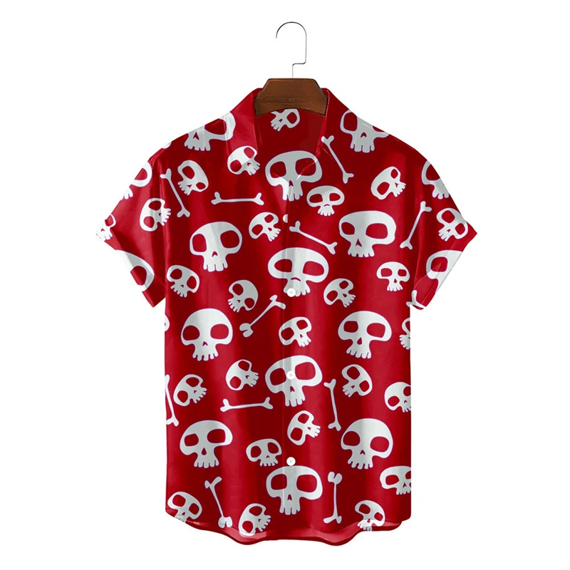 

Trendy Skull Pattern Hawaiian Shirts For Men Fashion Summer Hip Hop 3D Printed Lapel Button Shirt Cool Streetwear Harajuku Tops