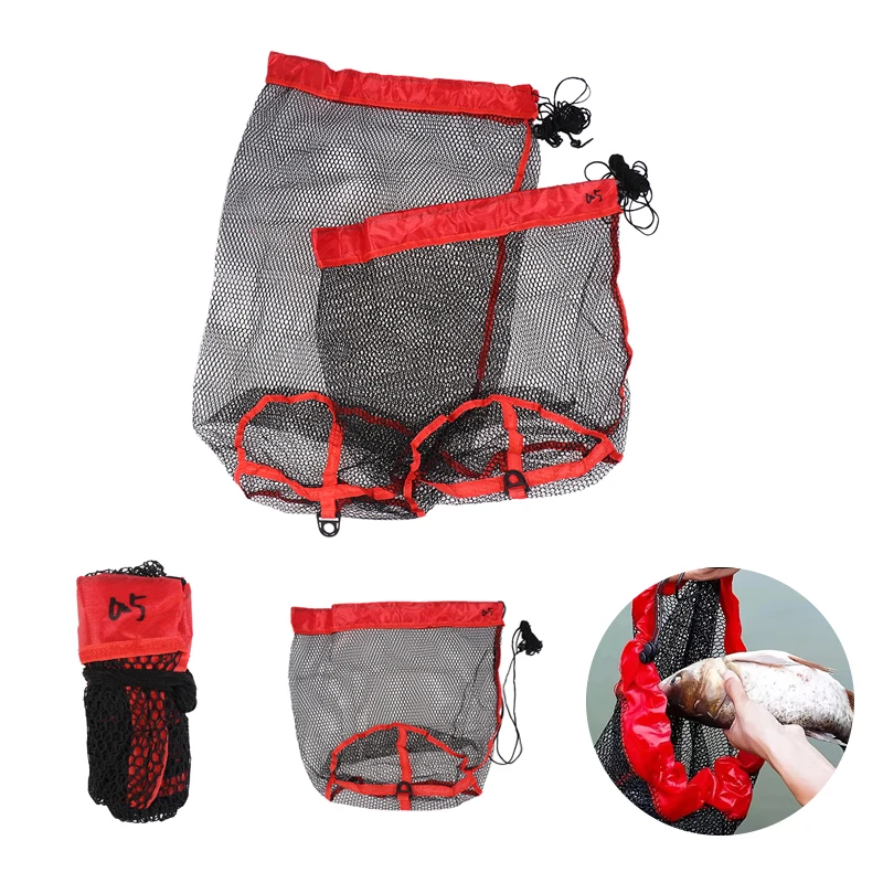Rede de pesca para mergulho, 3 tamanhos, cordão ao ar livre, rede de peixes vivos, kit de proteção de peixes, bolso de rede, bolsa de rede de pesca invisível