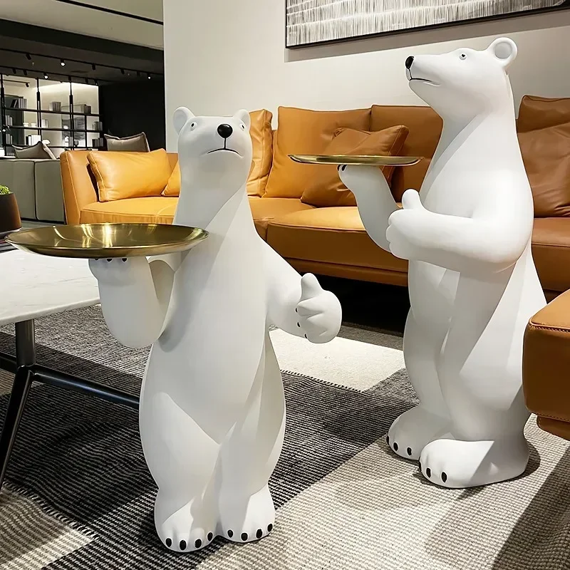 

Oversize Polar Bear Figure Side Table Large Polar Bear Statue Large Sculpture Figurine Luxury Living Room Decoration Accessories