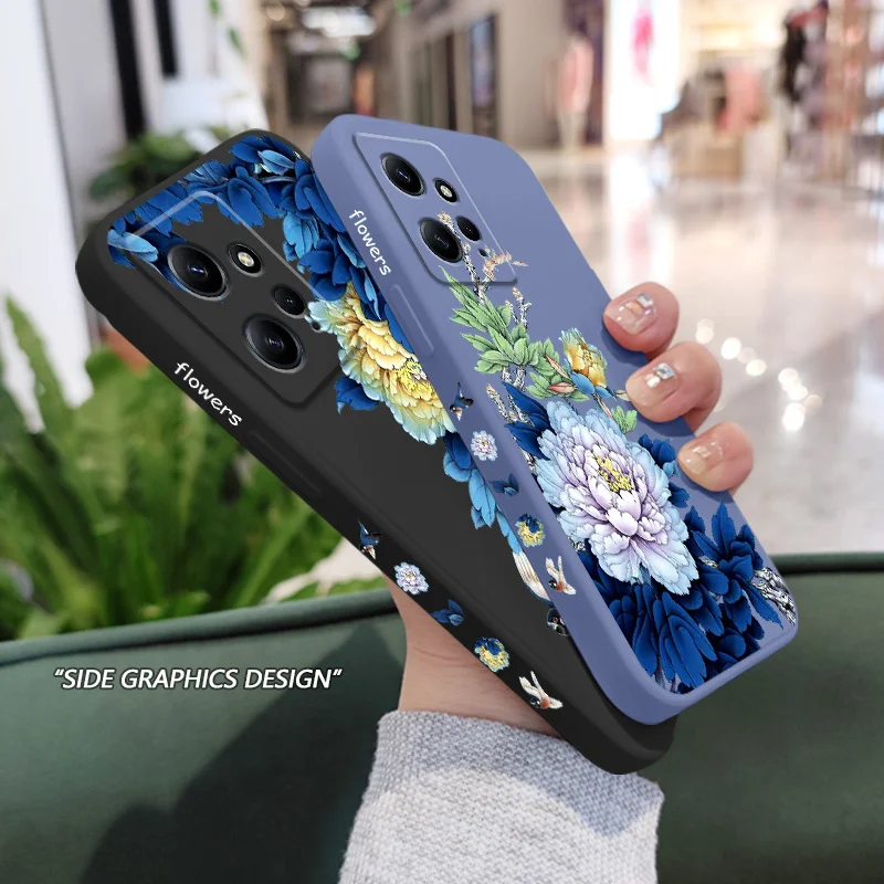 Blue Blossom Phone Case For Xiaomi Redmi Note 13 12 12S 11 11S 10 10S 9 9S Pro Plus 4G 5G Liquid Silicone Cover