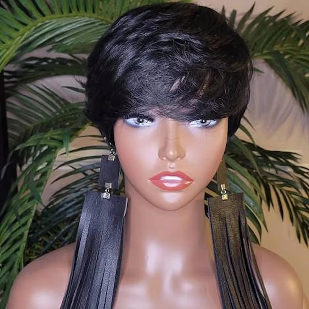 wig Short Hair Wigs, Pixie Cuts Wigs, Short Straight Black Ladies Wigs Synthetic Short Wigs For Black Women African American Wom