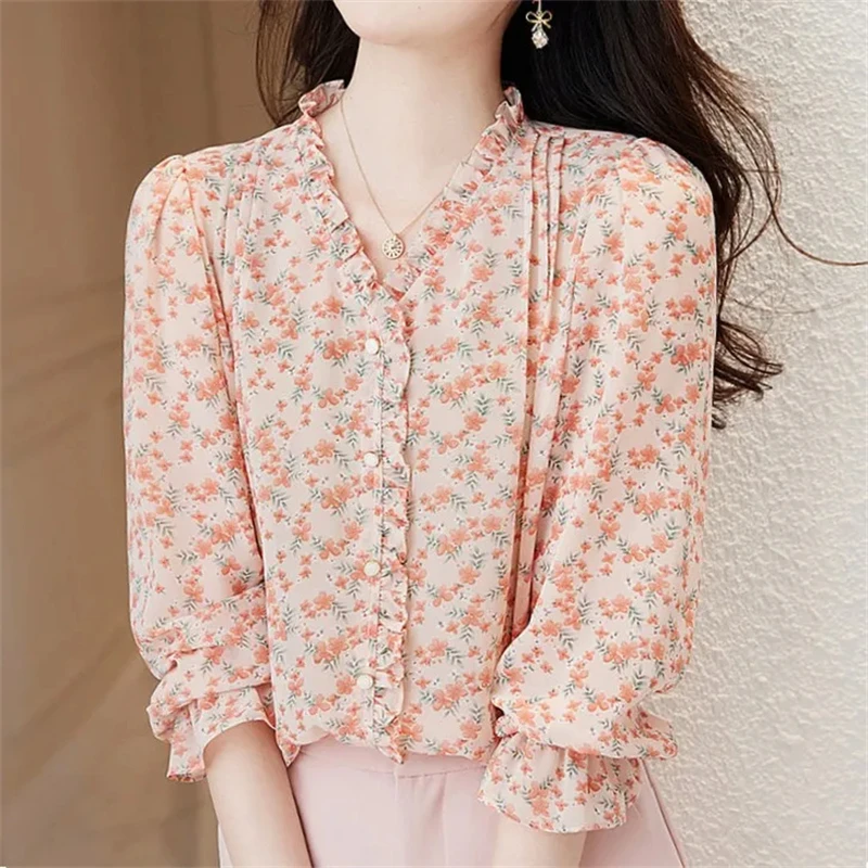 

Women Spring Summer Blouses Shirts Lady Fashion Casual Short Sleeve V-Neck Collar Printing Blusas Tops G2798