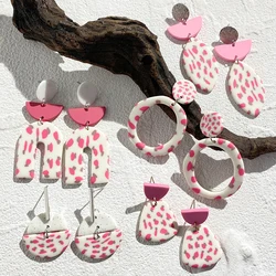 AENSOA Colorful Women's Polymer Clay Earrings Summer Sweet Personality Multiple Geometry Valentine's Day Gift Eardrop Jewelry