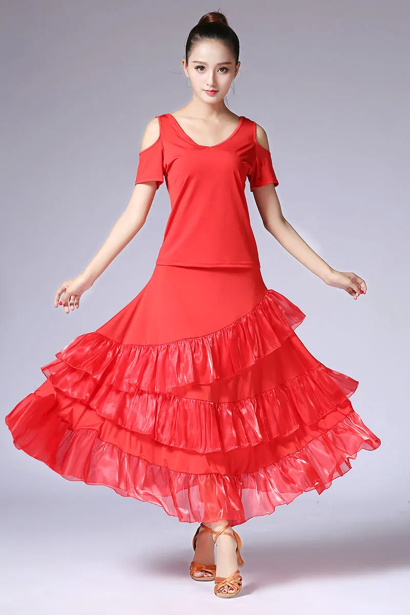 Women Modern Dance Skirt National Standard Dance Skirt Ballroom Dance Costumes Flamenco Skirts Stage Waltz Skirts High Quality