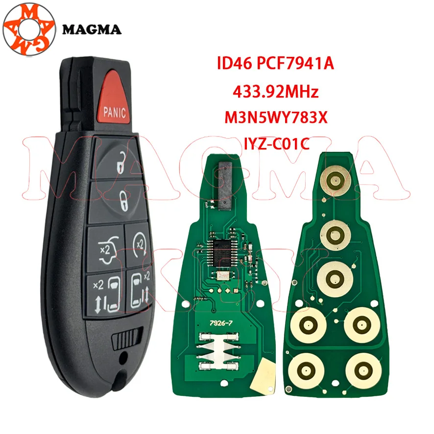 MAGMA 433Mhz ID46 مفتاح السيارة عن بعد فوب M3N5WY783X لكرايسلر تاون آند كونتري جيب جراند شيروكي دودج كارافان رحلة IYZ-C01C #1