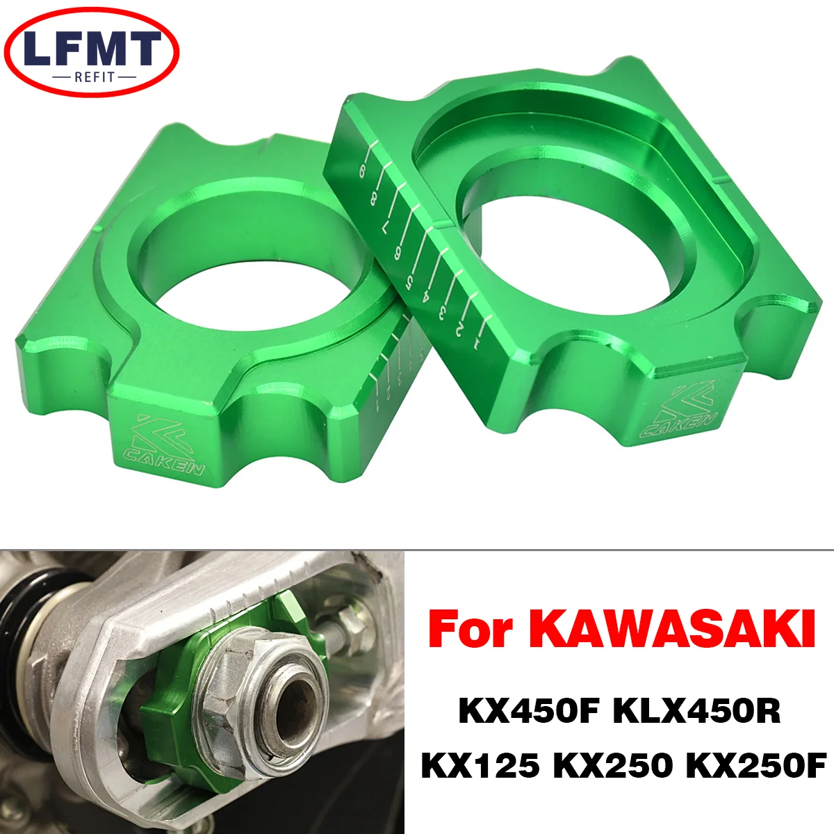 

Motocross CNC Rear Chain Adjuster Axle Block Protection Cap For Kawasaki KX125 250 250F 450F KLX450R For Suzuki RMZ250 450 450Z