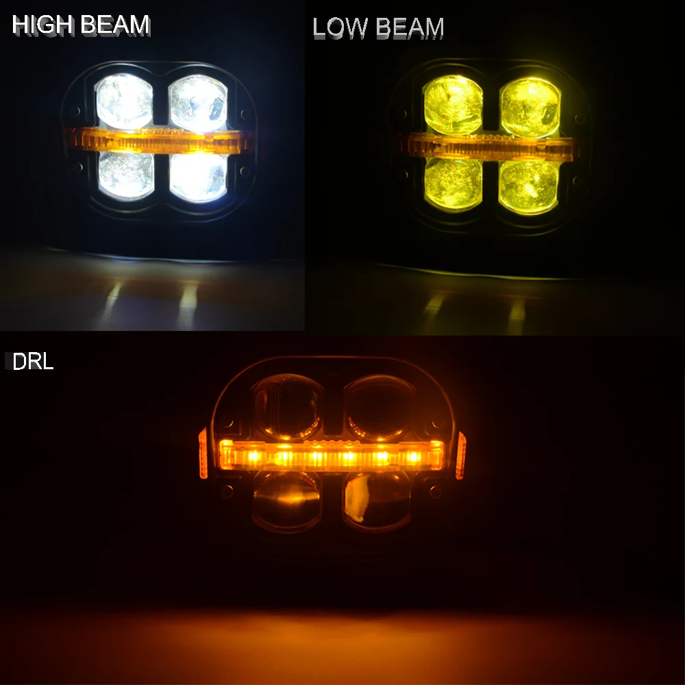 4" LED Work Light Spotlight Fog light Driving Lamp Dual Color DRL For BMW R1200GS R1250GS F800 F850 F900 Motorcycle SUV ATV UTV image 5