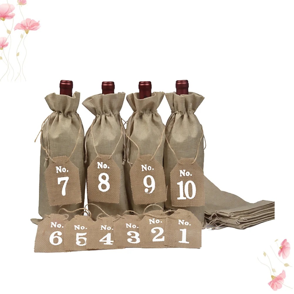 

20Pcs Wine Bottle Bags Safe Material Drawstring Closure for Christmas Birthday Wedding Party Favors with Hanging Tags