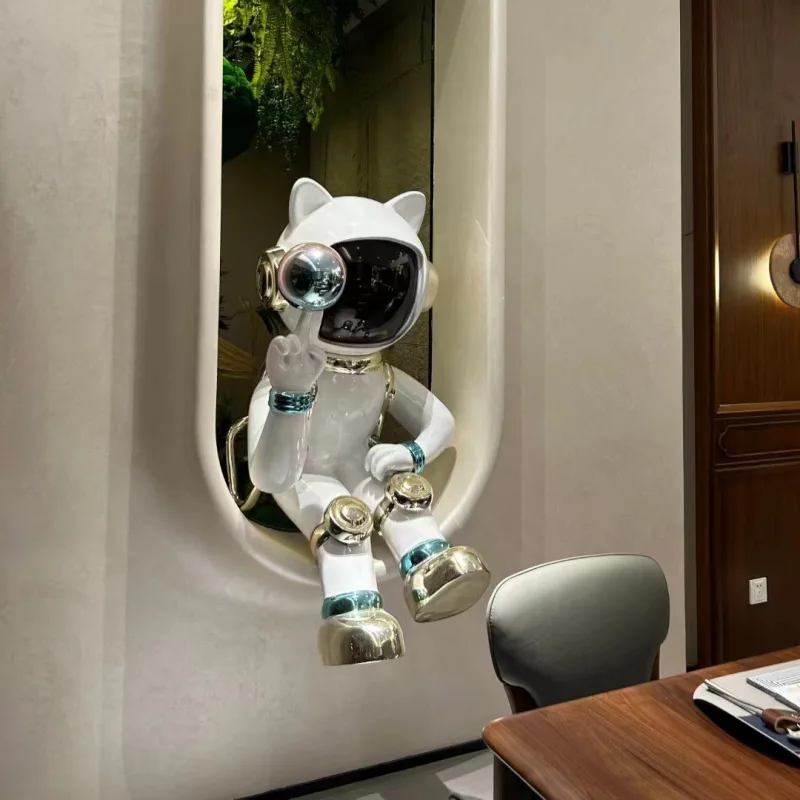 

Space cat astronaut ornament landing technology Internet celebrity decoration bar KTV mall fiberglass floor ornament