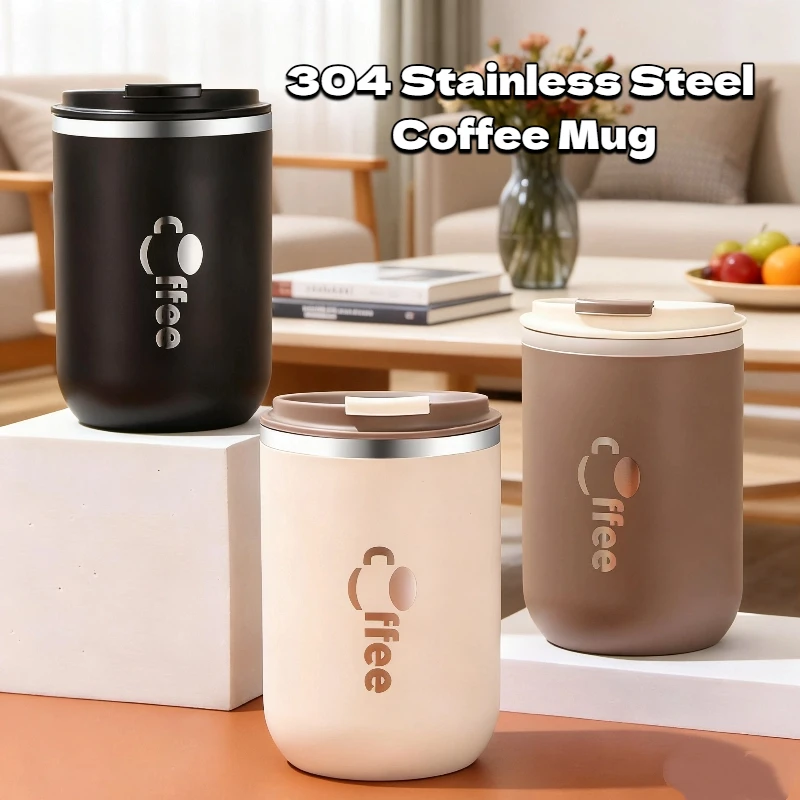 

Кофейная кружка из нержавеющей стали 304 с соломинкой и крышкой, герметичная кружка для чая, молока, чашка для воды с соломинкой, кухонная посуда для напитков для взрослых